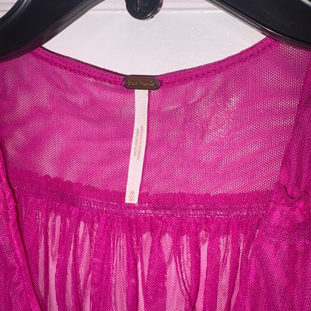 Free People Fuchsia Ruffle Top - Picture 2 of 4
